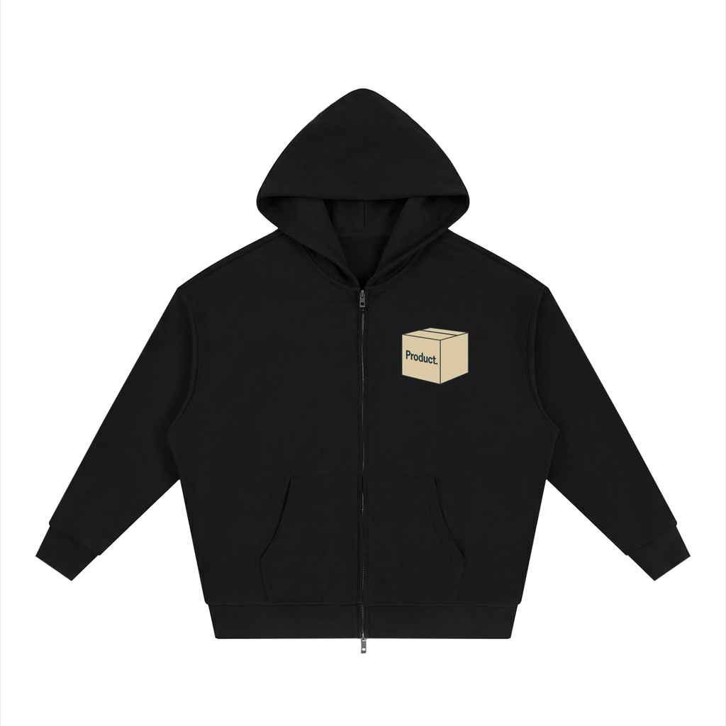 Product©️ "Box Logo / DREdiohead" Unisex Loose Solid Full Zip Hoodie