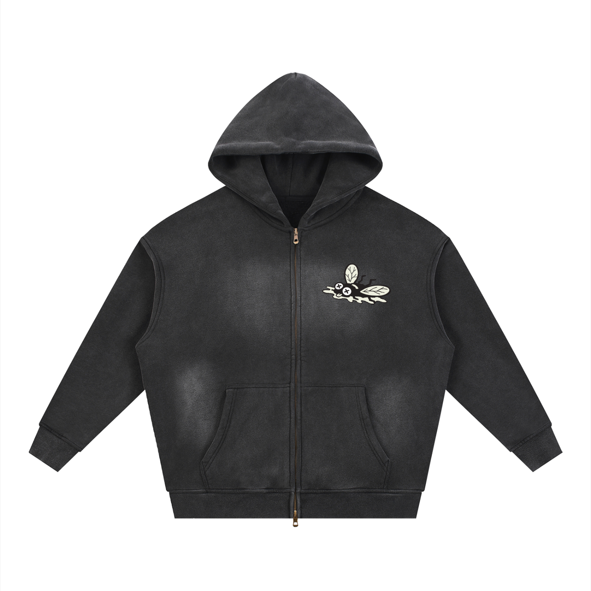 Product©️ "Fly Away" Sunfade Two-way Zipper Boxy Fleece Hoodie