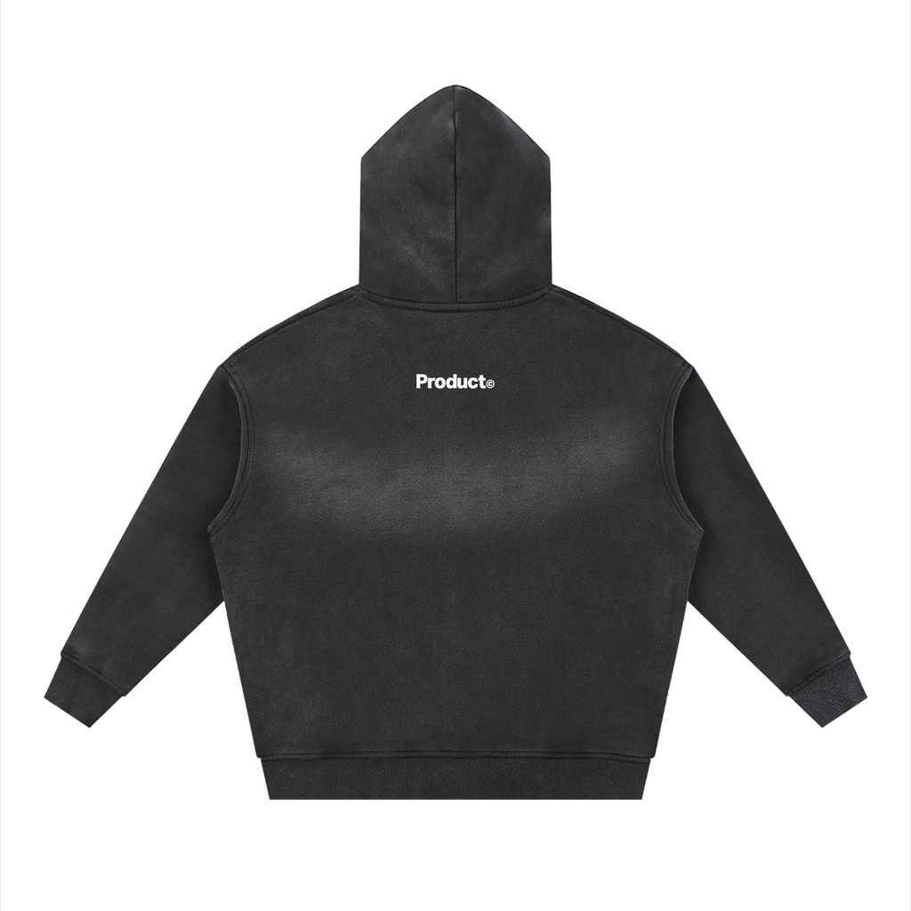 Product©️ "Fly Away" Sunfade Two-way Zipper Boxy Fleece Hoodie